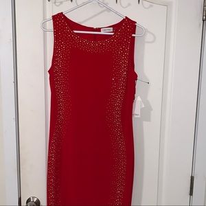 Red Calvin Klein party dress